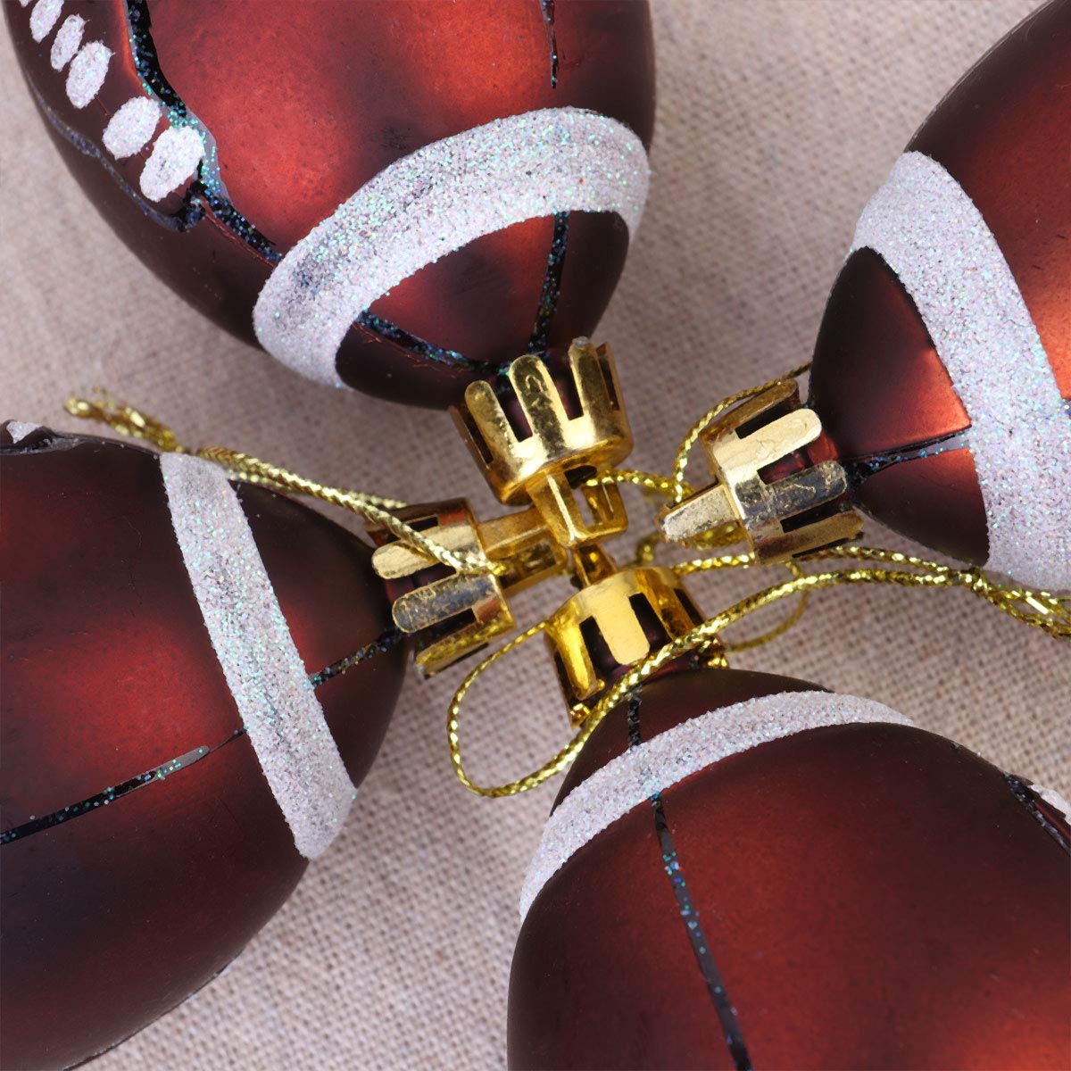 Toyvian 6pcs Christmas Football Ornaments Christmas Tree Ball Decorations For Football Sports Theme Christmas Holiday Party Decorations