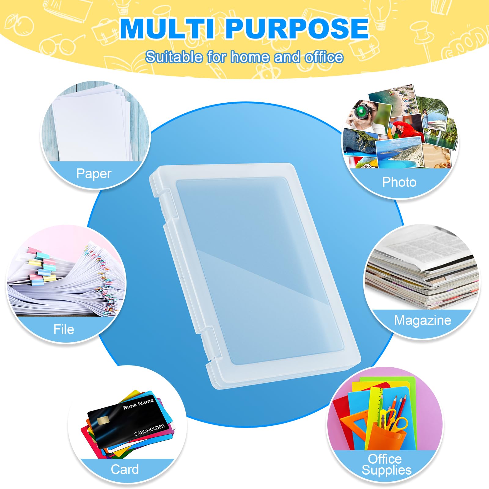 Paquete de 4 cajas de archivos A4, organizador de papel, estuche transparente para proyectos de documentos, caja de almacenamiento de papel de plástico, protector de archivos para revistas