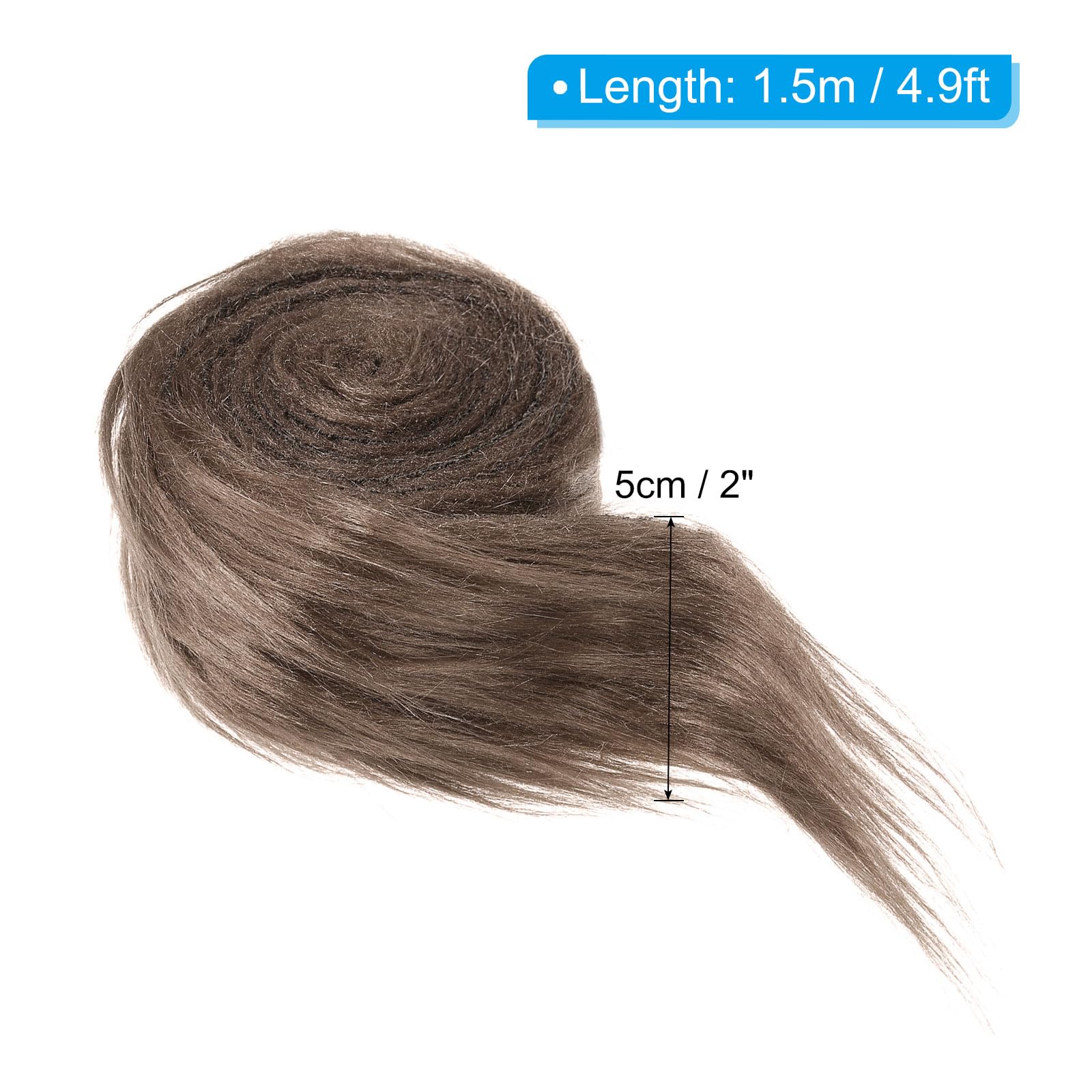 PATIKIL 4.9ft x 2 in Faux Fur Fabric Roll, Plush Precut Strips for DIY Craft Christmas Decoration Cosplay Costume, Brown - Image 2