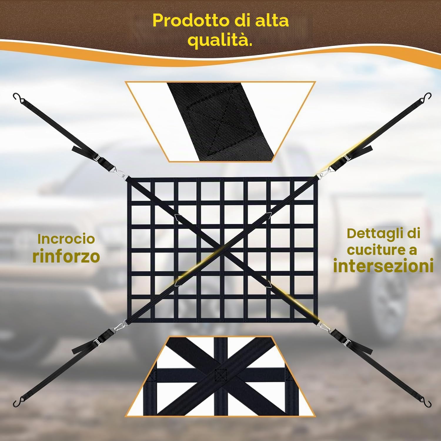 Rete per Area di Carico,Rete per Rimorchi, Rete di Carico Regolabile, Organizzatore di Rete di Carico, Rete di Fissaggio del Carico per Rimorchi di Pick-Up SUV,208cm x 127cm