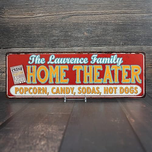 Miniatura 5 de Letrero personalizado de cine en casa para sala de cine, decoración de pared, placa decorativa de 6 x 18 pulgadas, metal de alto brillo 206180100001