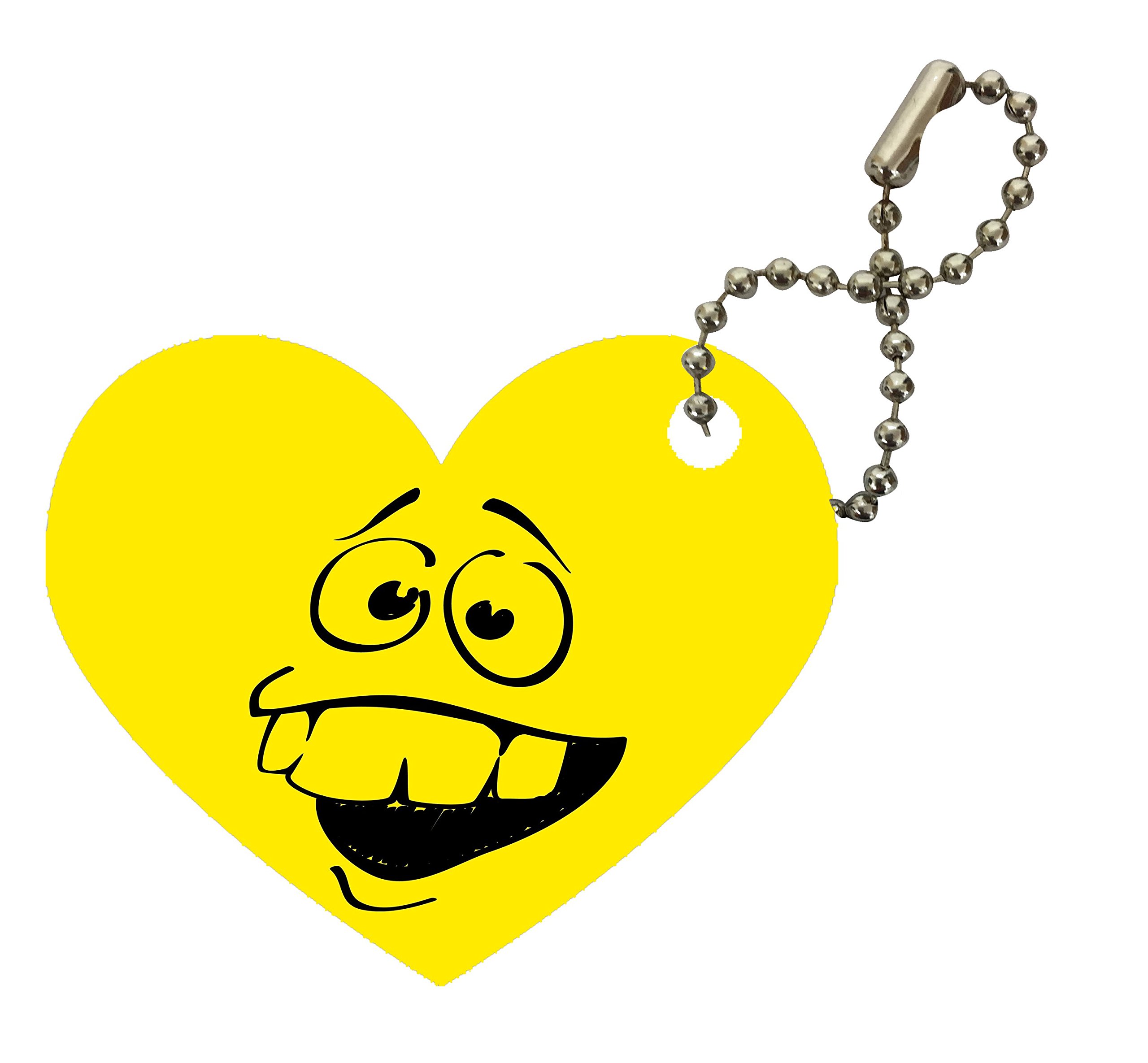 Amazon Com Smiley Face Big Teeth Emoticon Emoji Heart Keychain By Moonlight Printing Office Products