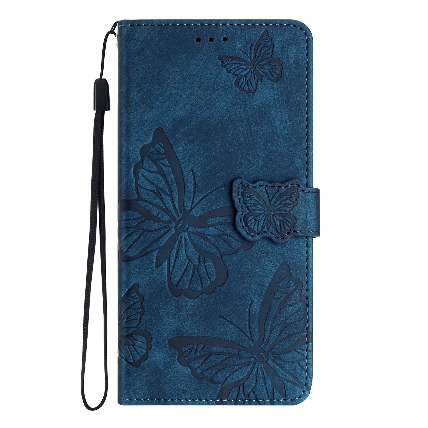 MOTIKOButterfly Wallet Case fit for Samsung Galaxy J3 2017 | Skin Feel PU Leather Magnetic Flip Case | Built-in Kickstand Card Holder Phone Cover | Blue