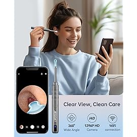 Ear Wax Removal, Ear Cleaner with Camera, Ear Cleaning Kit 1296P HD Ear Scope, 6 LED Lights and 10 Ear Picks, Earwax Removal with Otoscope to Earify Earwax, iOS and Android