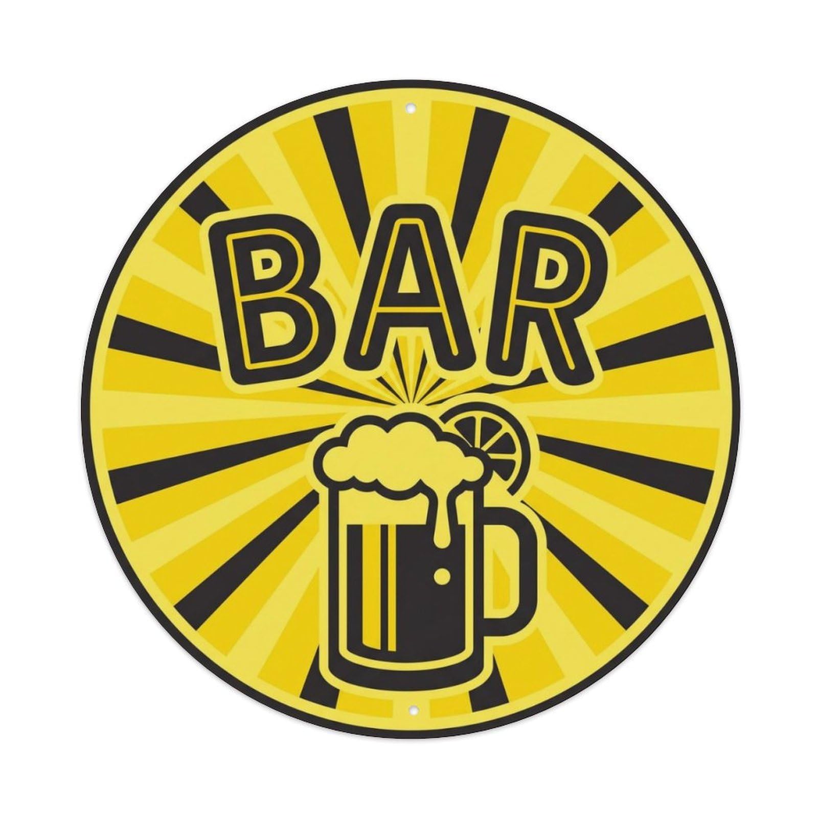 BAR Lemon Saloon Emblem Metal Tin Sign Plaque Wall Decor for Cafe, Club Bar, Office, Home Garden Round Metal Poster 8x8Inch