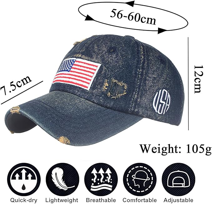 Gorra trucker ajustable bandera estadounidense para hombre y mujer miniatura 4