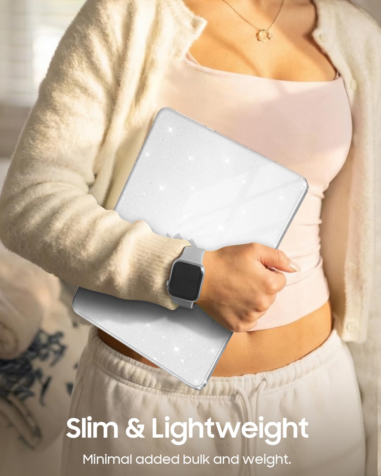 FINTIE Coque MacBook Neo 13 Pouces 2026 A18 Pro A3404 Transparent Paillette