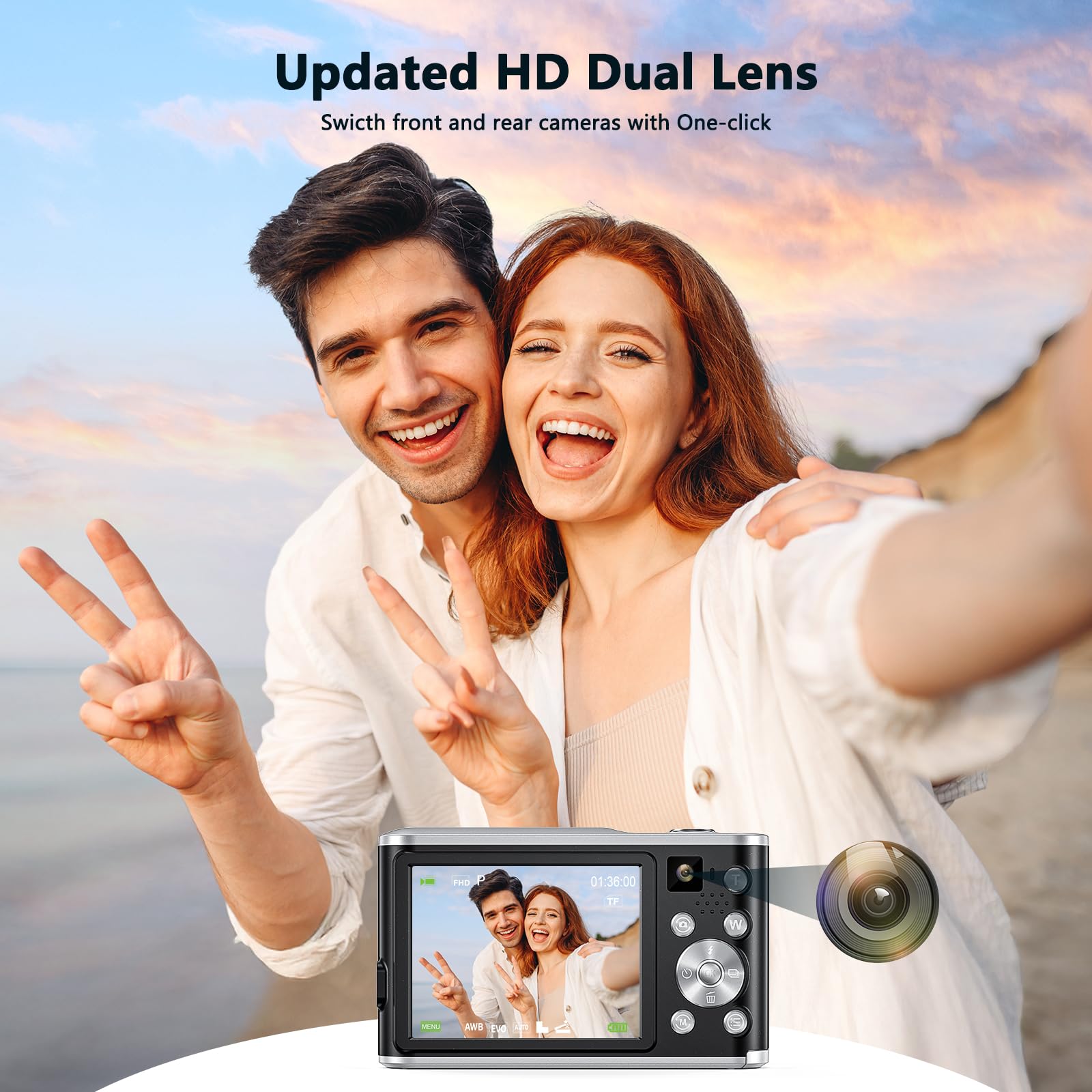 Fotocamera digitale 4k 64MP autofocus videocamera con doppio obiettivo