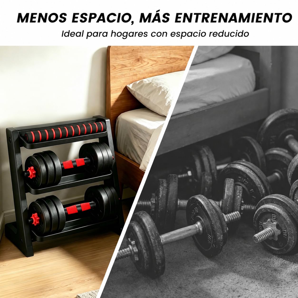 Mancuernas Ajustables 20kg/30kg, Juego de Pesas y Mancuernas 2 en 1 con Barra de Conexión, Set dePesas Ajustables con Cierre Seguro para Gimnasio en Casa y Entrenamiento de Fuerza