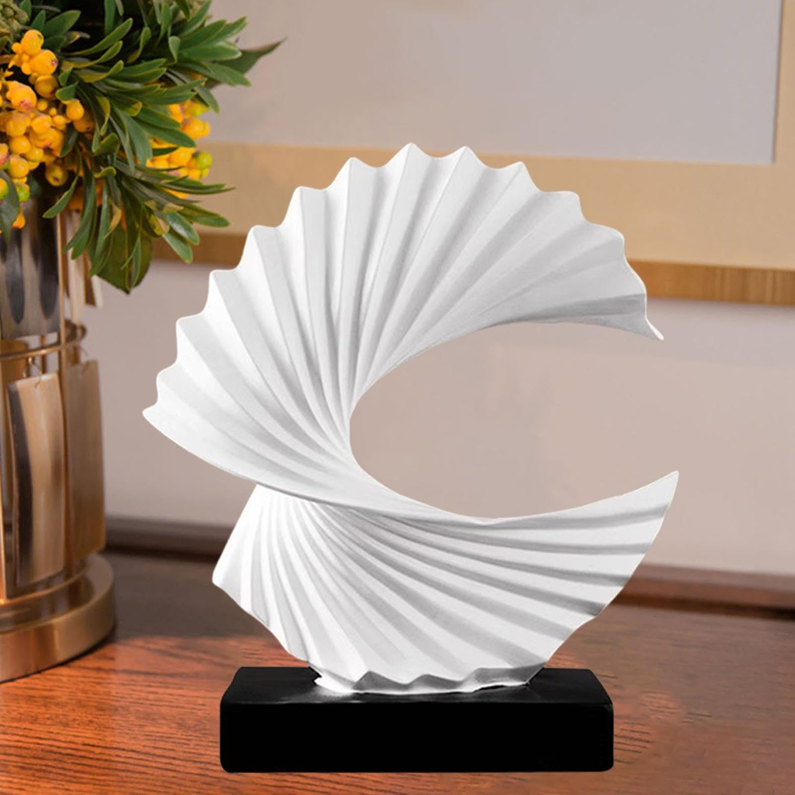 Fenteer Estatua de Ola de océano, Adorno de Escritorio, Centro de Mesa, Regalo, decoración del hogar, Escultura Artesanal, Figura de Resina para, Blanco