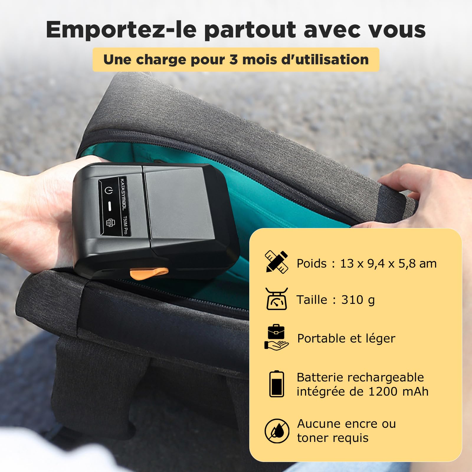 SUPVAN T50M Pro Étiqueteuse Bluetooth avec Ruban, Étiquettes Larges et Étanches, App avec Plus de 30 Polices et 660+ Icônes, sans Encre, idéal pour la Maison, la Cuisine, l'École, Le Bureau, Noir
