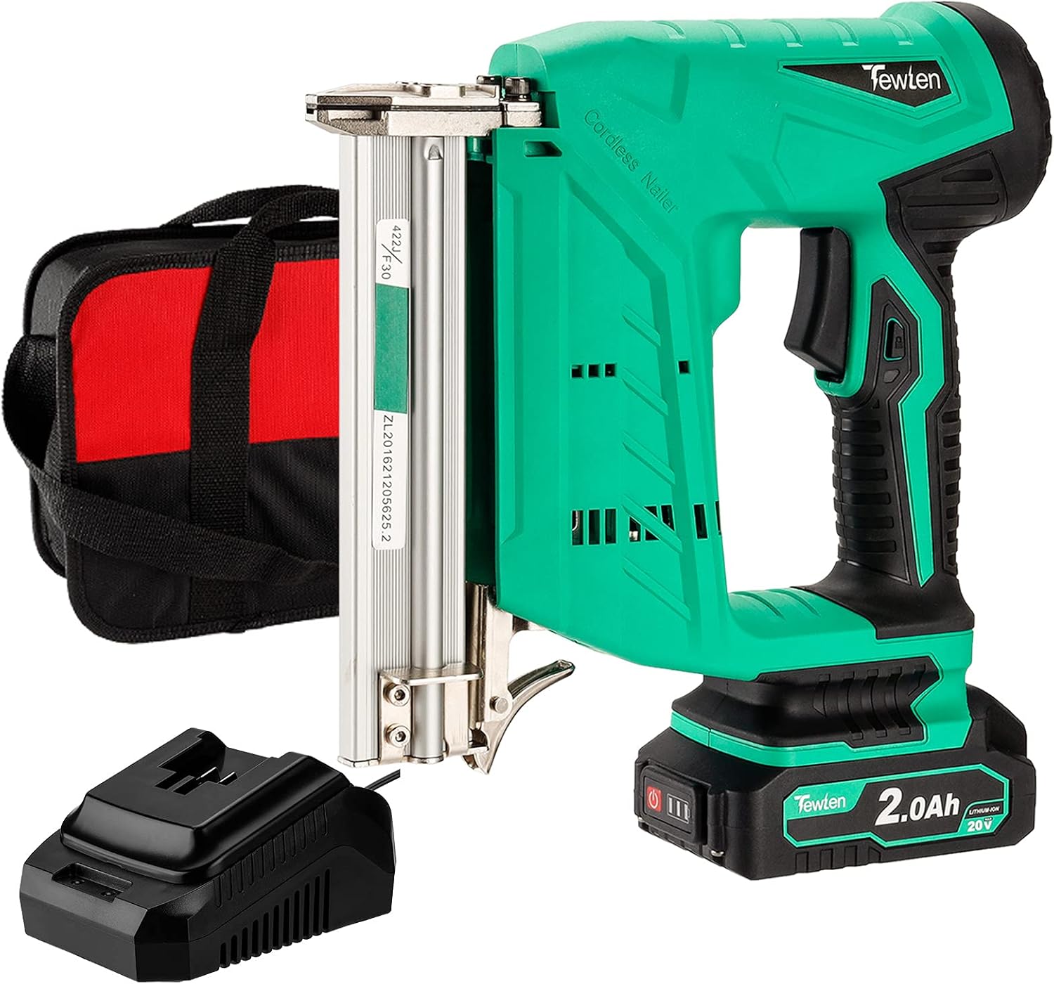 21V 18 Gauge 2 in 1 Cordless Brad Nailer & Stapler, TEWLEN