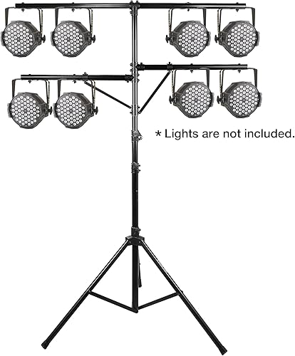 Miniatura 9 de Sound Town Soporte de iluminación para DJ, altura ajustable, 10.3 pies de alto con barras laterales y base de trípode (STLS-011)