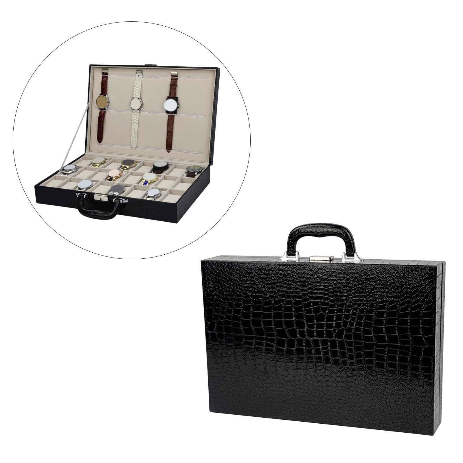 Organizador de exhibición de relojes de moda con soporte único de | ranuras para hombres y mujeres. Regalo para cualquier coleccionista de relojes. Organizador de resistente a la humedad y a