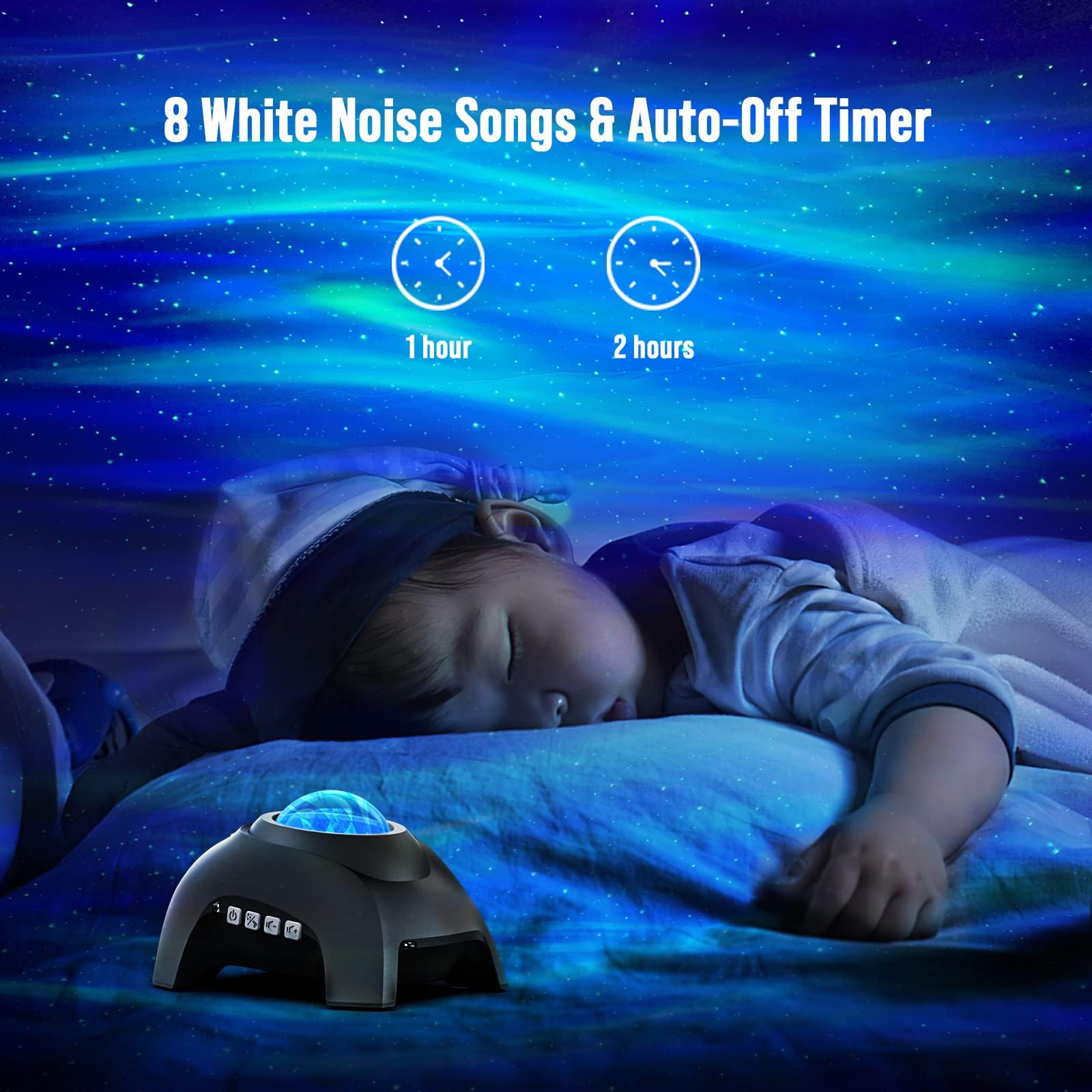 Amazon.com: Vidafelic Aurora Star 投影機,夜燈銀河投影機附遙控器白