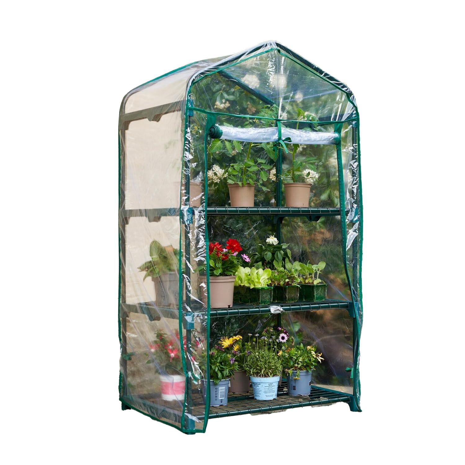 Avilia Przenośna szklarnia 3-poziomowa ze zdejmowaną osłoną PCW 70 x 47 x 126 cm - idealna do ogrodu i balkonu: mini pionowa szklarnia do roślin, łatwy montaż, optymalna ochrona zimowa