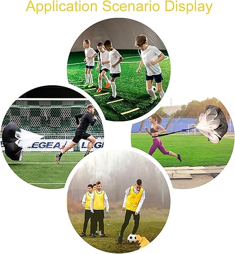 Miniatura 7 de Juego de equipos de entrenamiento de agilidad, equipo de entrenamiento de fútbol, incluye 1 escalera de agilidad, 4 estacas de acero, 12 conos de