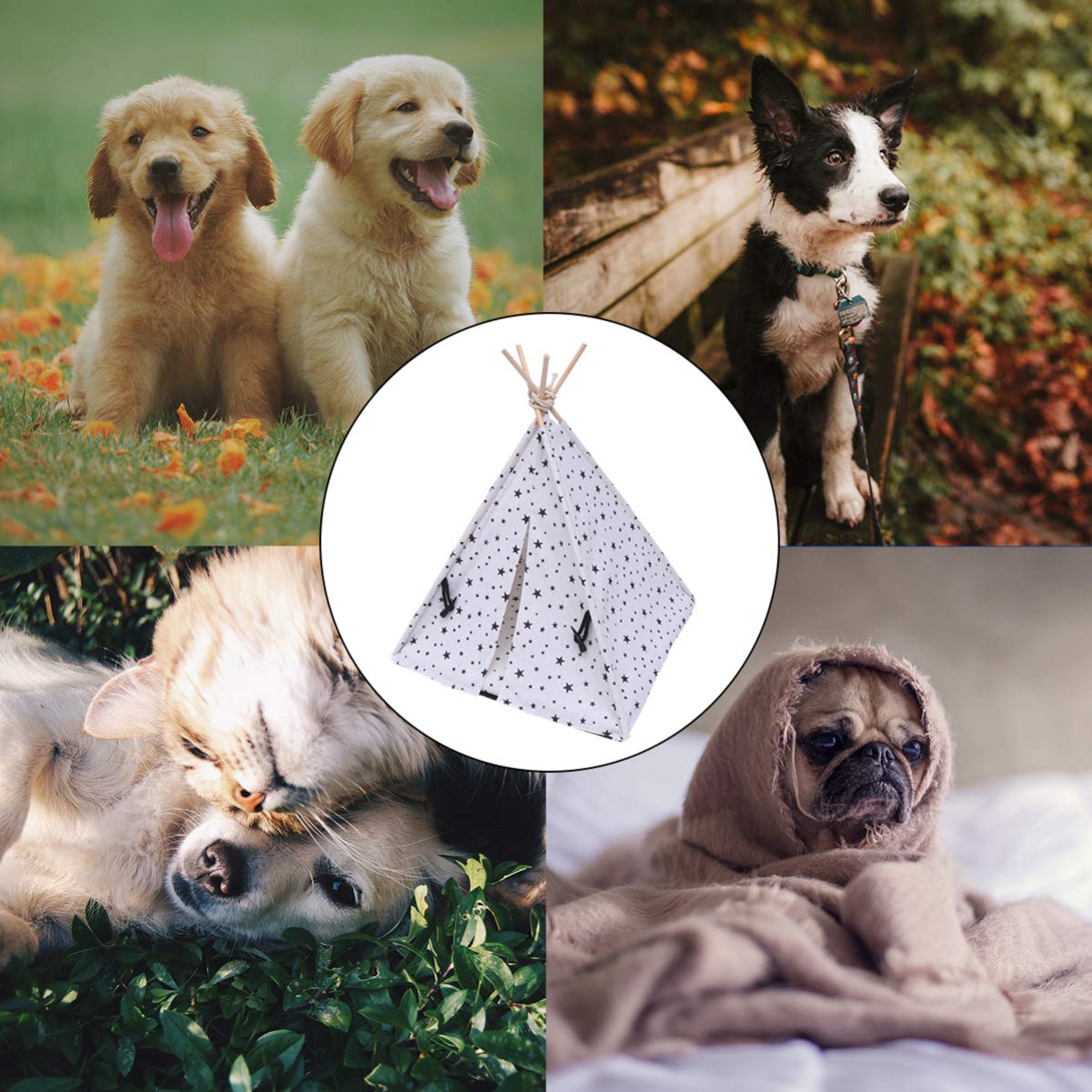 UKCOCO Tente pour Animaux de Compagnie - Petite Colombe Tipi pour Animaux de Compagnie pour Chien Lavable Mignon Chenil Portable pour Chiens de ie Cage pour Chats pour