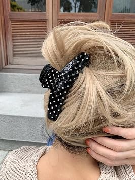 Extra Large Claw Clip for Thick Hair, High-end Light Luxury Diamond Hair Clips Non-Slip Elegant Hair Accessories for Women Girls Black 5.1inch