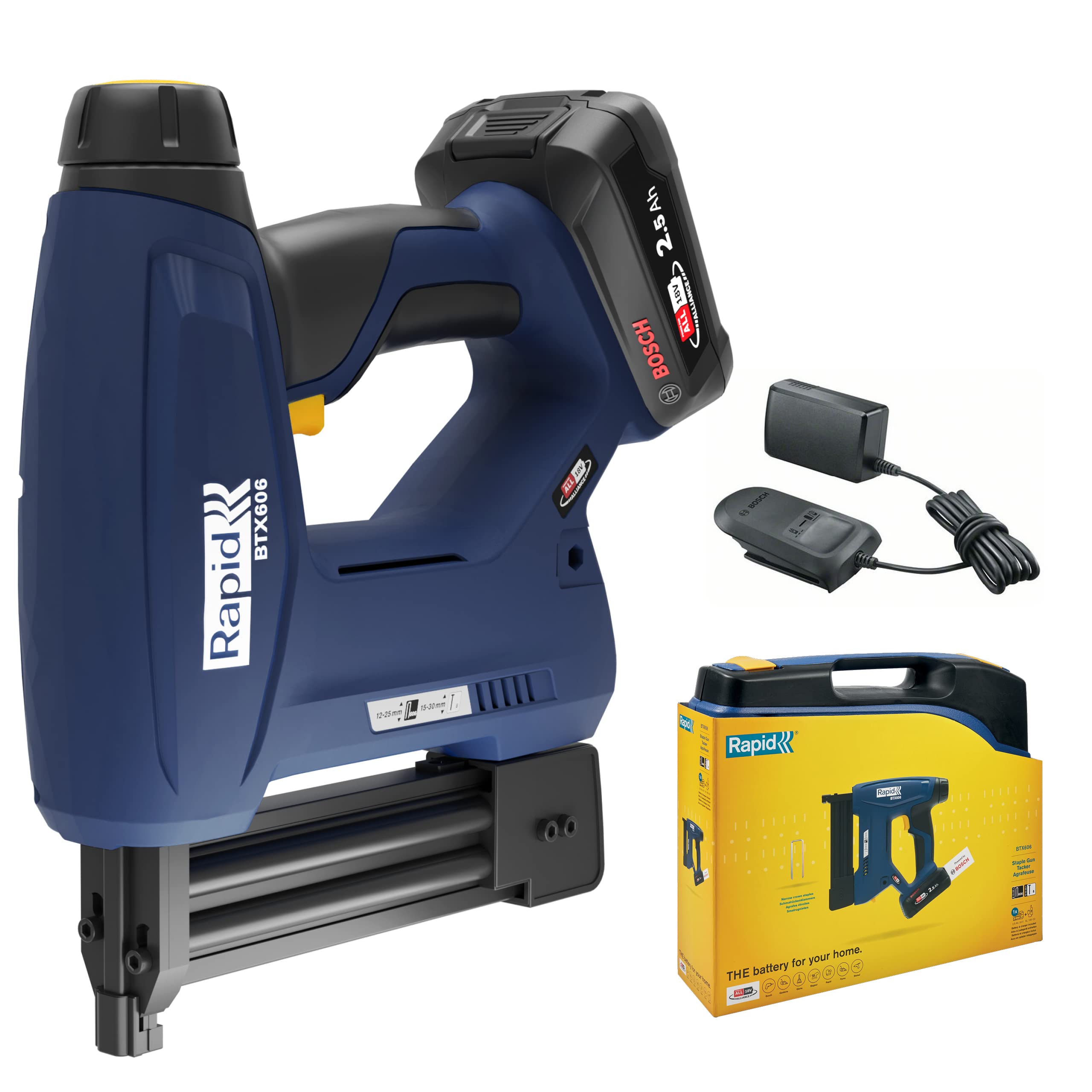 Rapid BTX606 Battery-powered staple gun for narrow crown staples 18V P4A Case 50