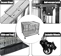 Vista 3 de Confote Jaula para perros de acero inoxidable resistente de 37 pulgadas, alta ansiedad, indestructible y a prueba de escape, para perros pequeños
