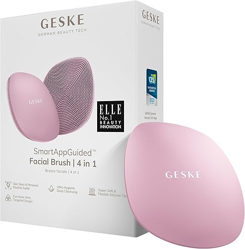 GESKE SmartAppGuided Facial Brush  4 in 1  Professional Facial Cleansing Brush  Skin Cleansing Silicone Facial Brush  Routine Skincare  Gentle
