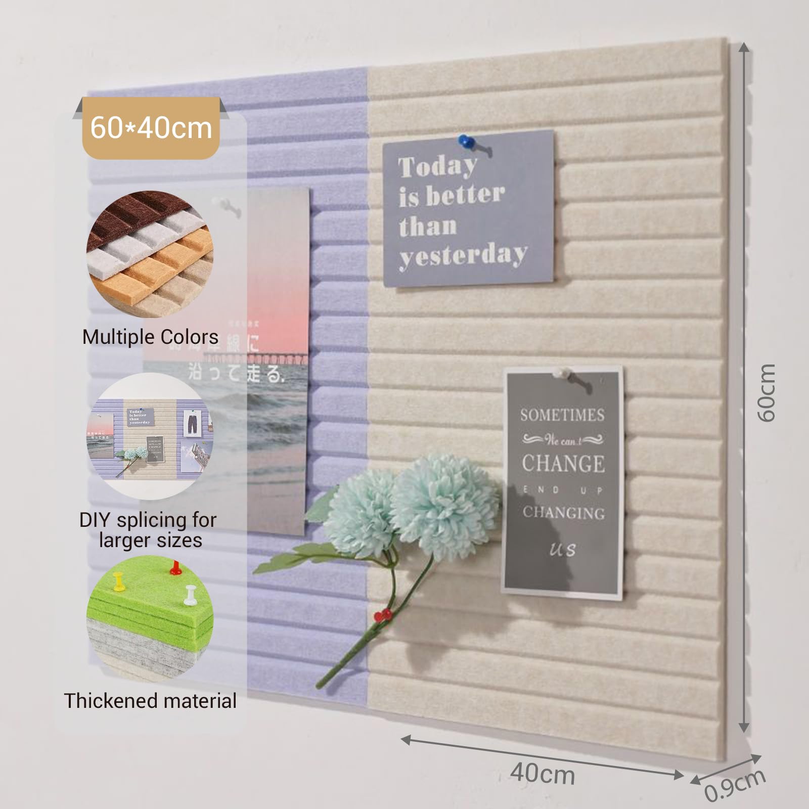 Organisation Bureau Tableau D'affichage OWLKELA 60x40 Cm - Liège Et Surface Magnétique - Avec Accessoires De Fixation Tableau Memo Multifonction