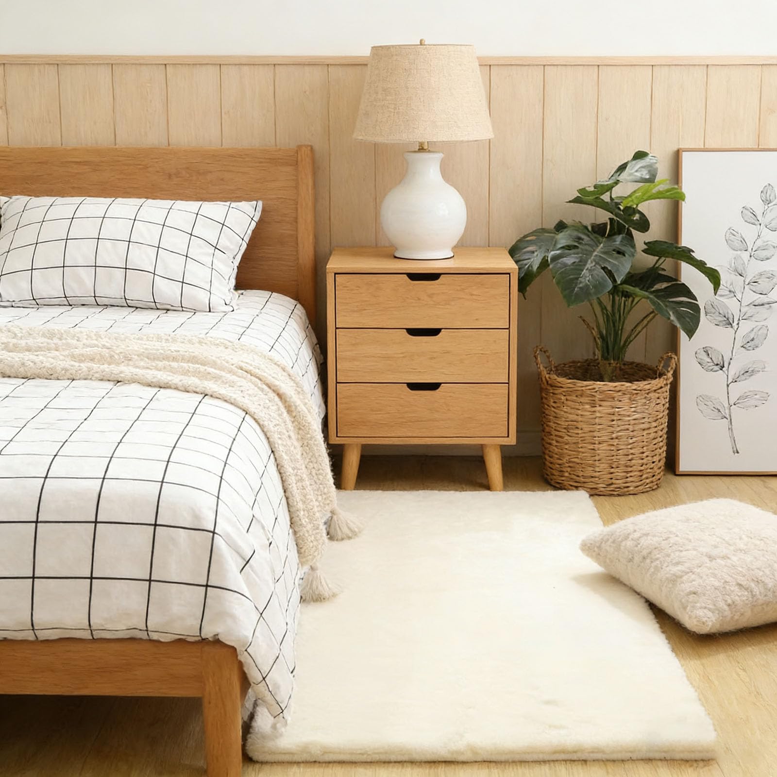 Tapis à poil ras unicolor 170x270 cm moderne blanc cassé pour chambre