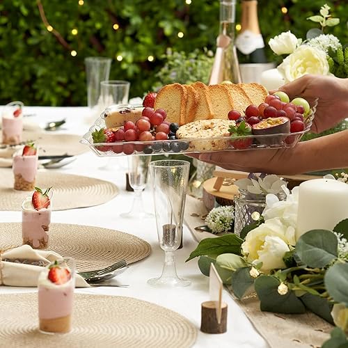 Miniatura 6 de MATANA Paquete de 6 bandejas y platos de plástico transparente de 13 x 9 pulgadas, rectangulares grandes para fiestas, reutilizables y desechables