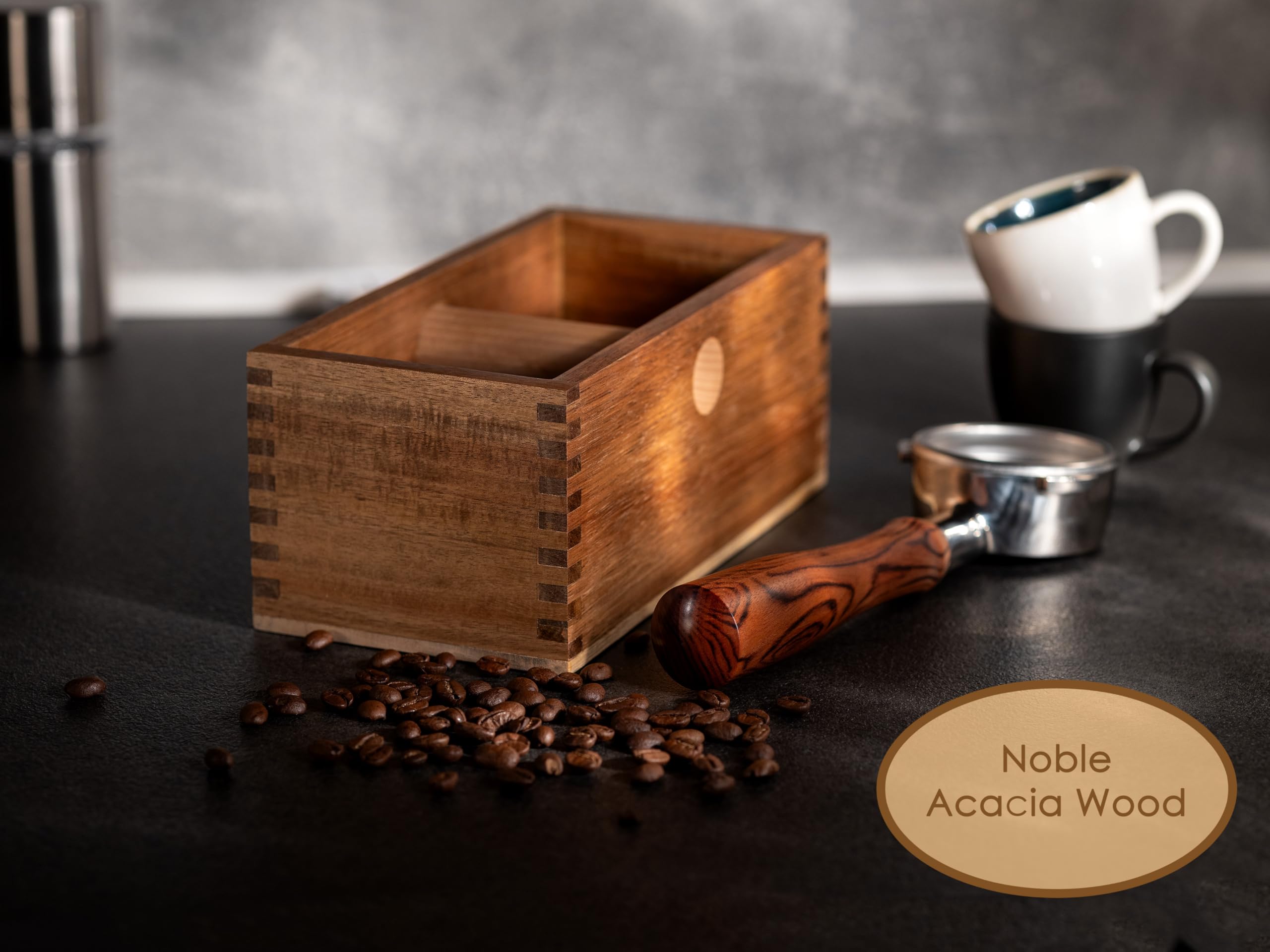 Hanseküche Contenitore in legno – contenitore sostenibile per portafiltro e fondi da caffè, perfetto accessorio per caffè barista, Knock Box per un facile sblocco, facile da pulire, fondi di caffè