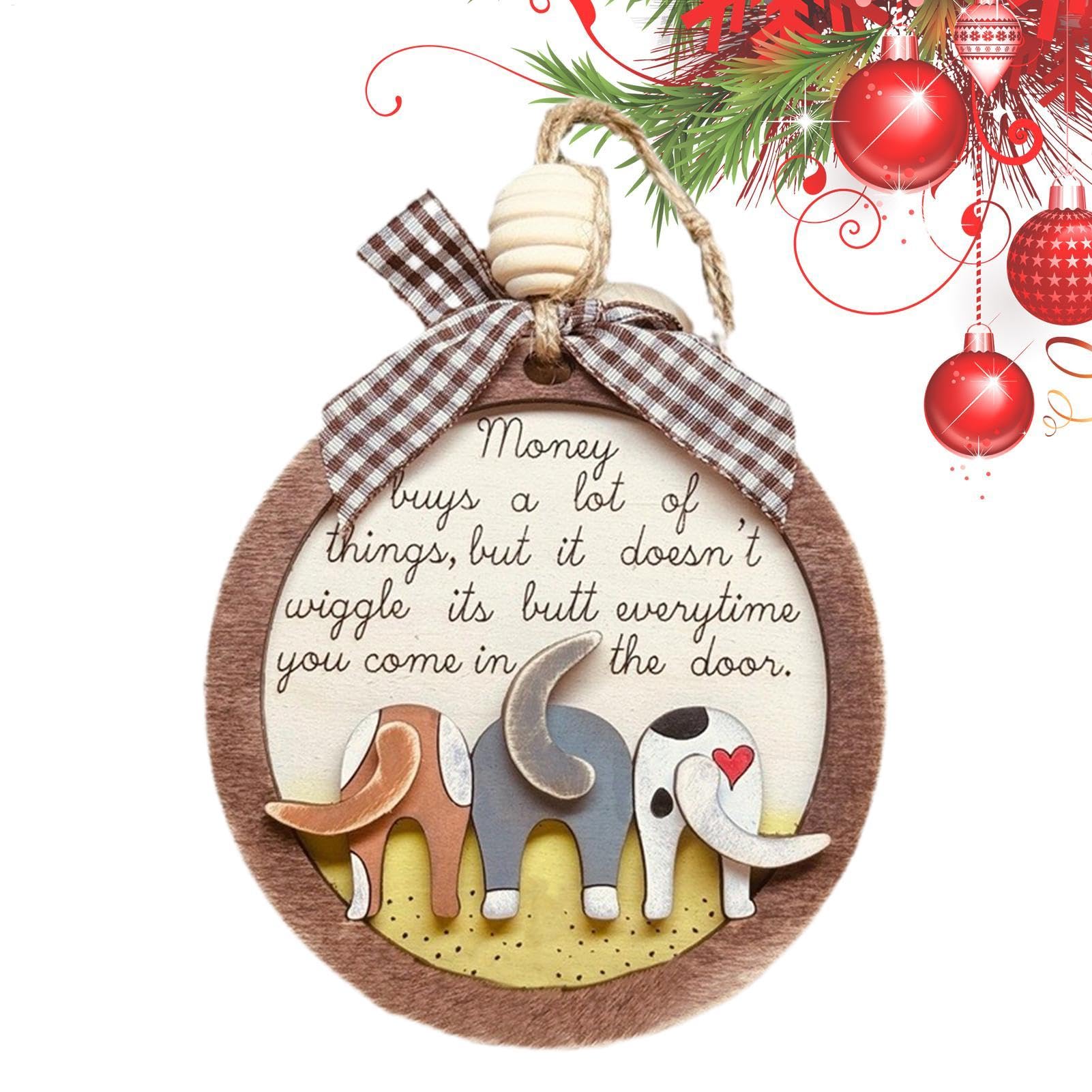 Adornos de madera para árbol de Navidad | Colgantes festivos de trasero de perro, adornos de recuerdo festivos, adornos de árbol de Navidad, colgante de decoración para puerta del hogar y ventana