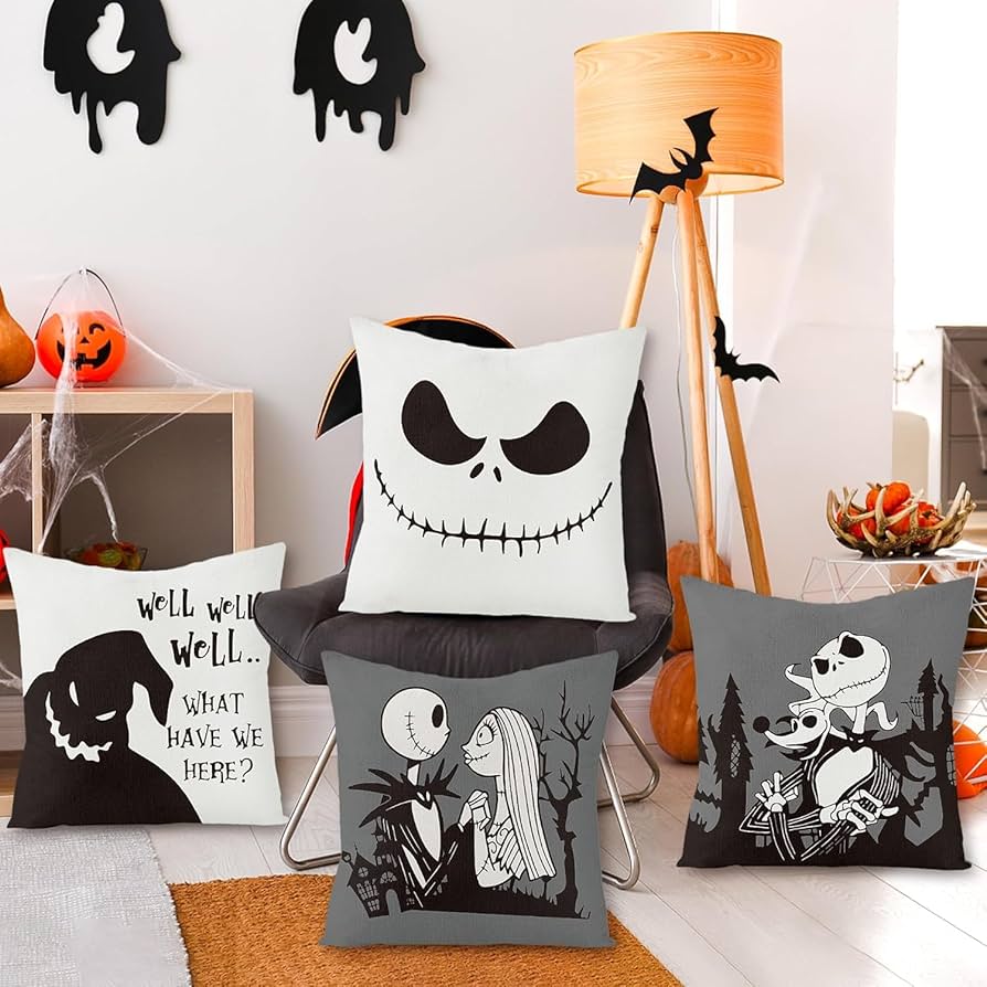 Amazon.com: 4Pcs Halloween Jack and Sally Christmas Pillow
