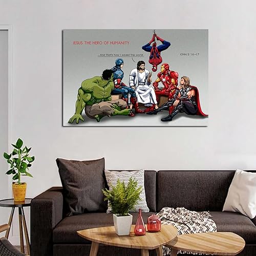 Miniatura 6 de BEFOVE Póster de superhéroes de Jesús y así es como salvé el mundo, pintura decorativa en lienzo para pared, para sala de estar, dormitorio, 12 x 18