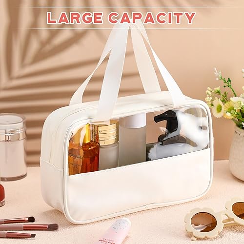 Miniatura 6 de Buryeah Bolsa de maquillaje translúcida, organizador de artículos de tocador para mujeres y hombres, impermeable, portátil, bolsa de viaje para