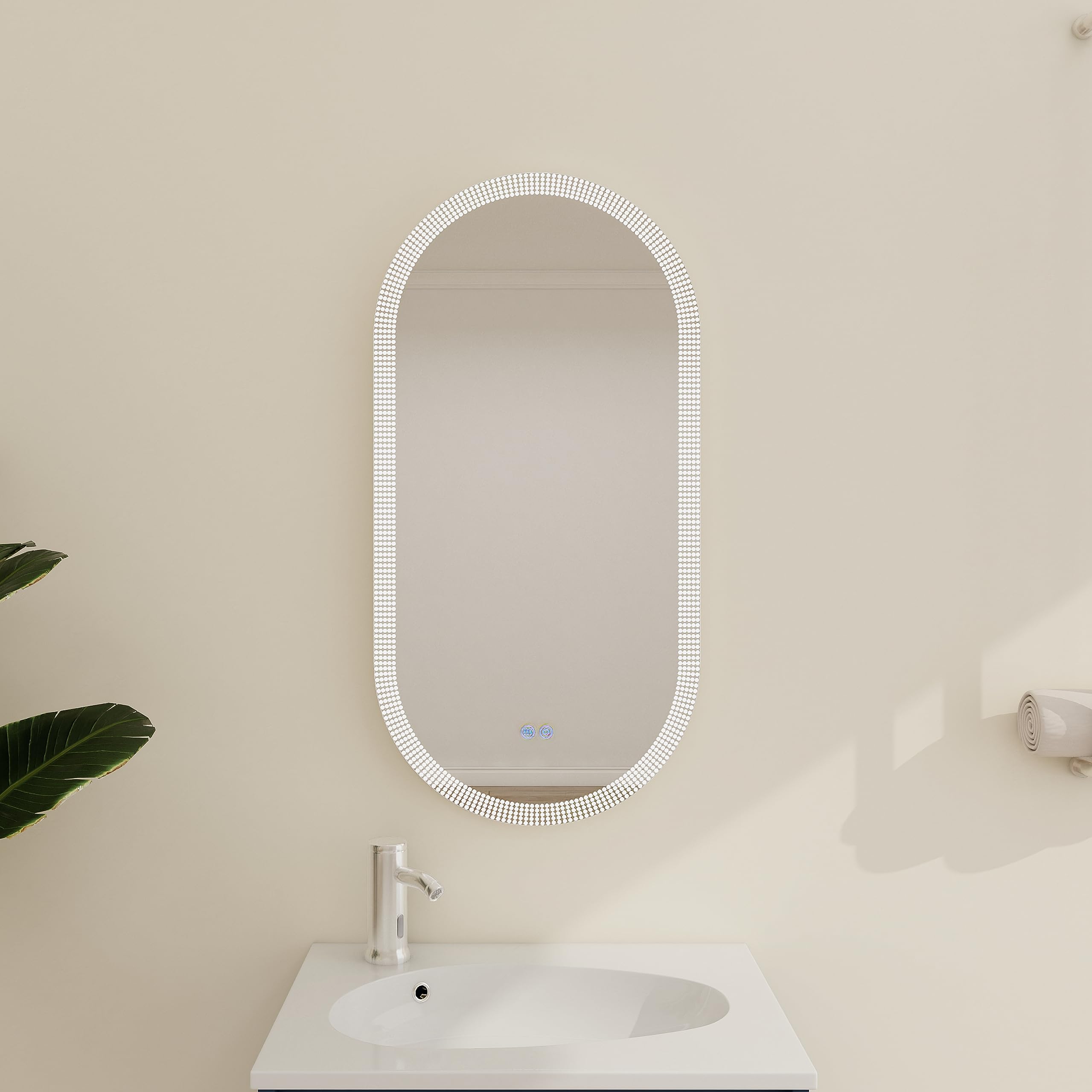 MalweeMalwee Modern LED Bathroom Mirror with Anti-Fog, Adjustable Color Temperature, and Memory Function