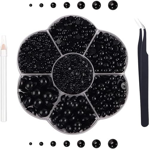 5600 perlas de parte trasera plana para manualidades, tamaños mixtos, cuentas de plástico con parte trasera plana, cuentas sueltas con lápiz