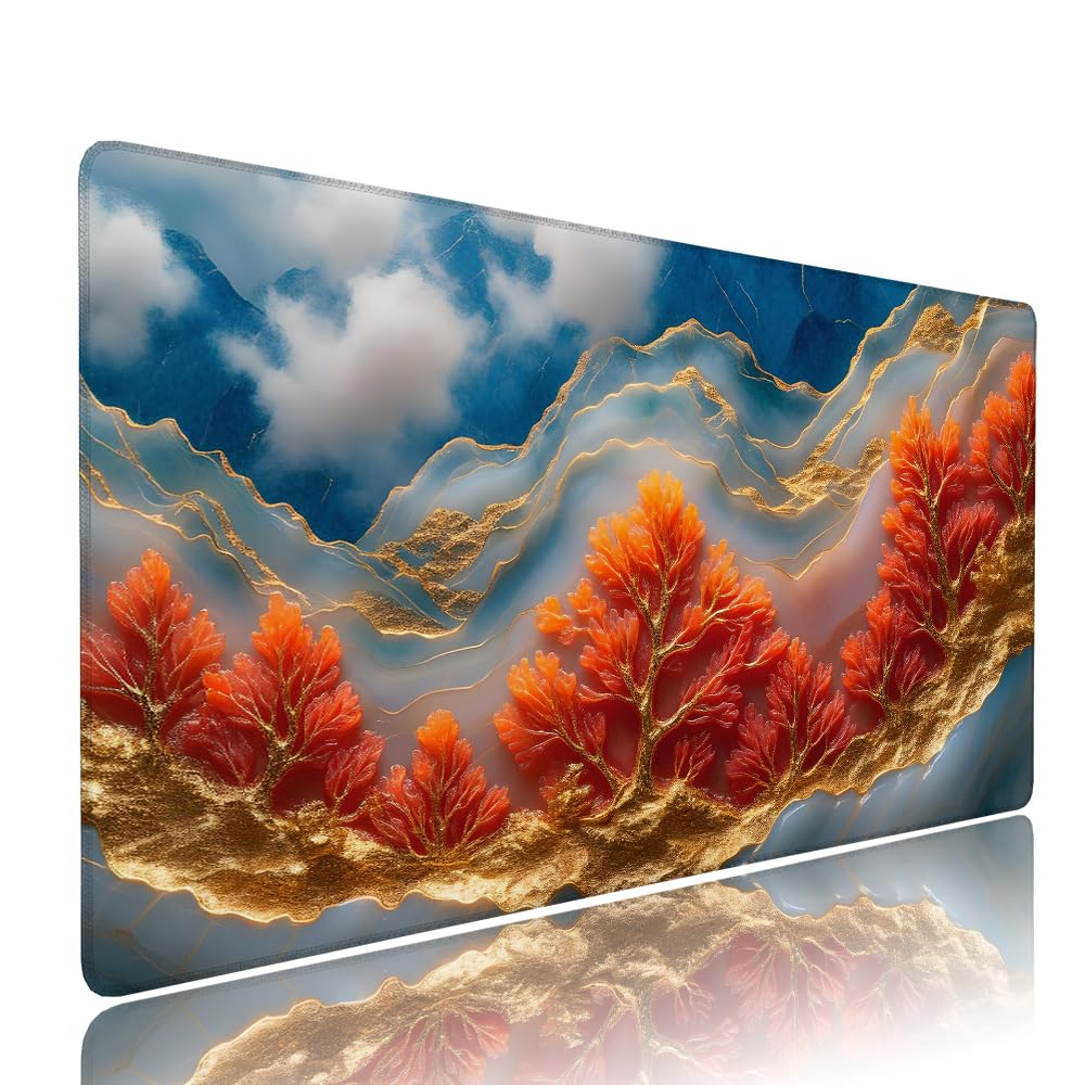 Tappetino Mouse Gaming xxl Accessori Scrivania Ufficio Colore arancione Albero Grande Tappetino Mouse e Tastiera Sottomano da Scrivania 1200x600x3mm Base Antiscivolo, per PC Laptop Studio Casa d-232
