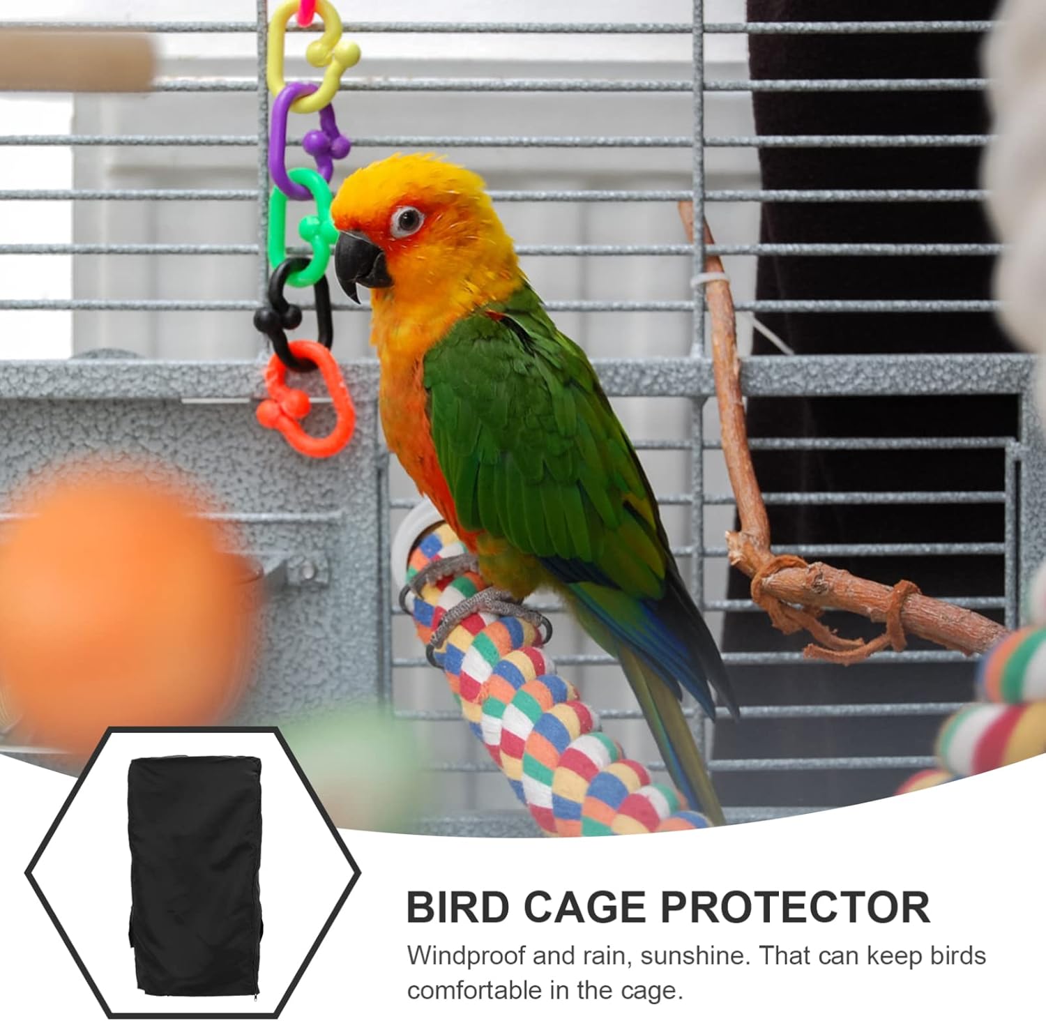 Totority Light Blocking Bird Cage Cover Breathable for Indoor Birds Windproof Easy to Clean Accessory Black