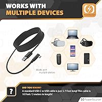 Vista 5 de PowerSource Cable Oculus Quest 1 y 2 Link de 10 pies de largo para transferencia y carga de datos de alta velocidad, USB 3.2 Gen 1 para portátiles