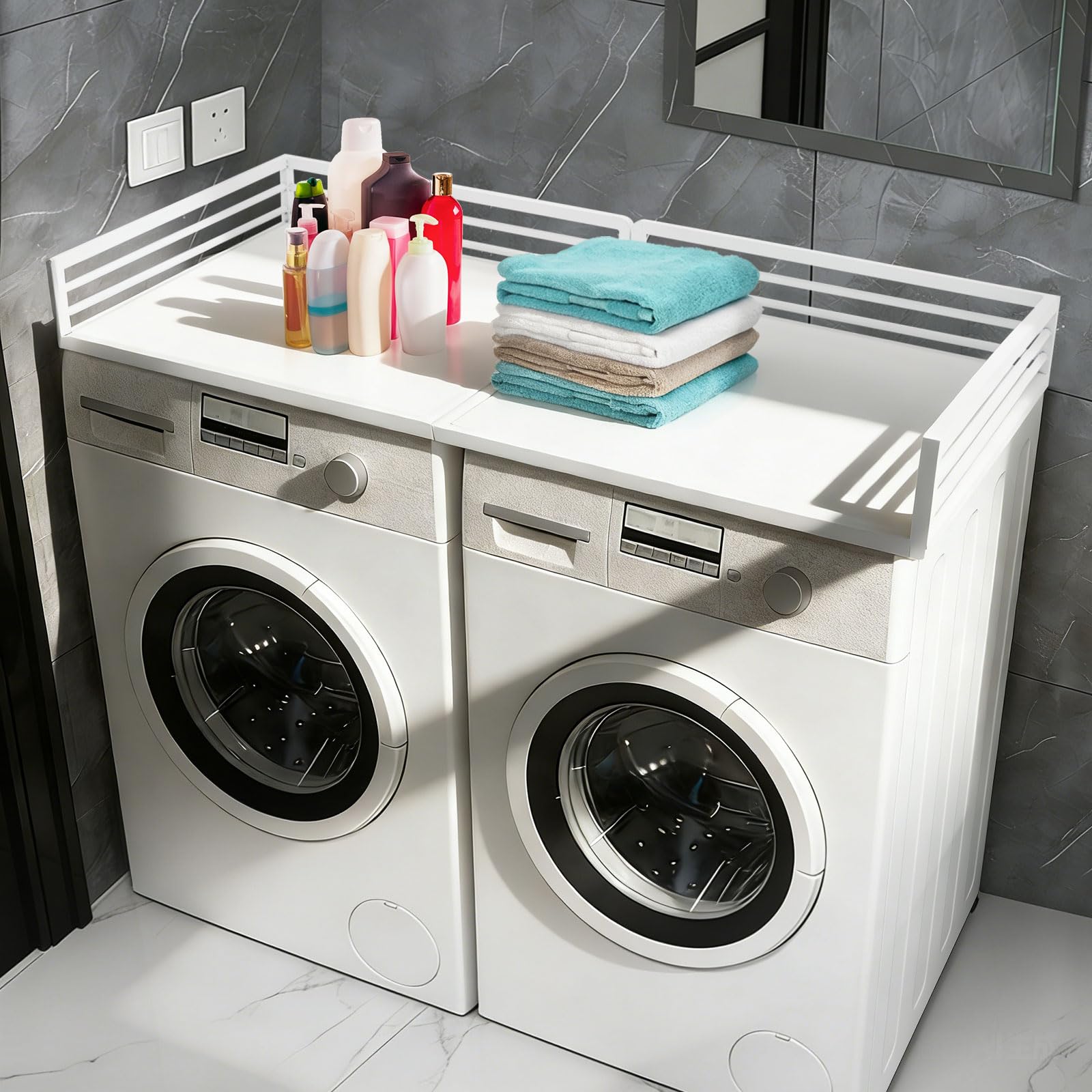 Plan de travail pour machine à laver, sèche-linge, tapis de machine à laver avec bord