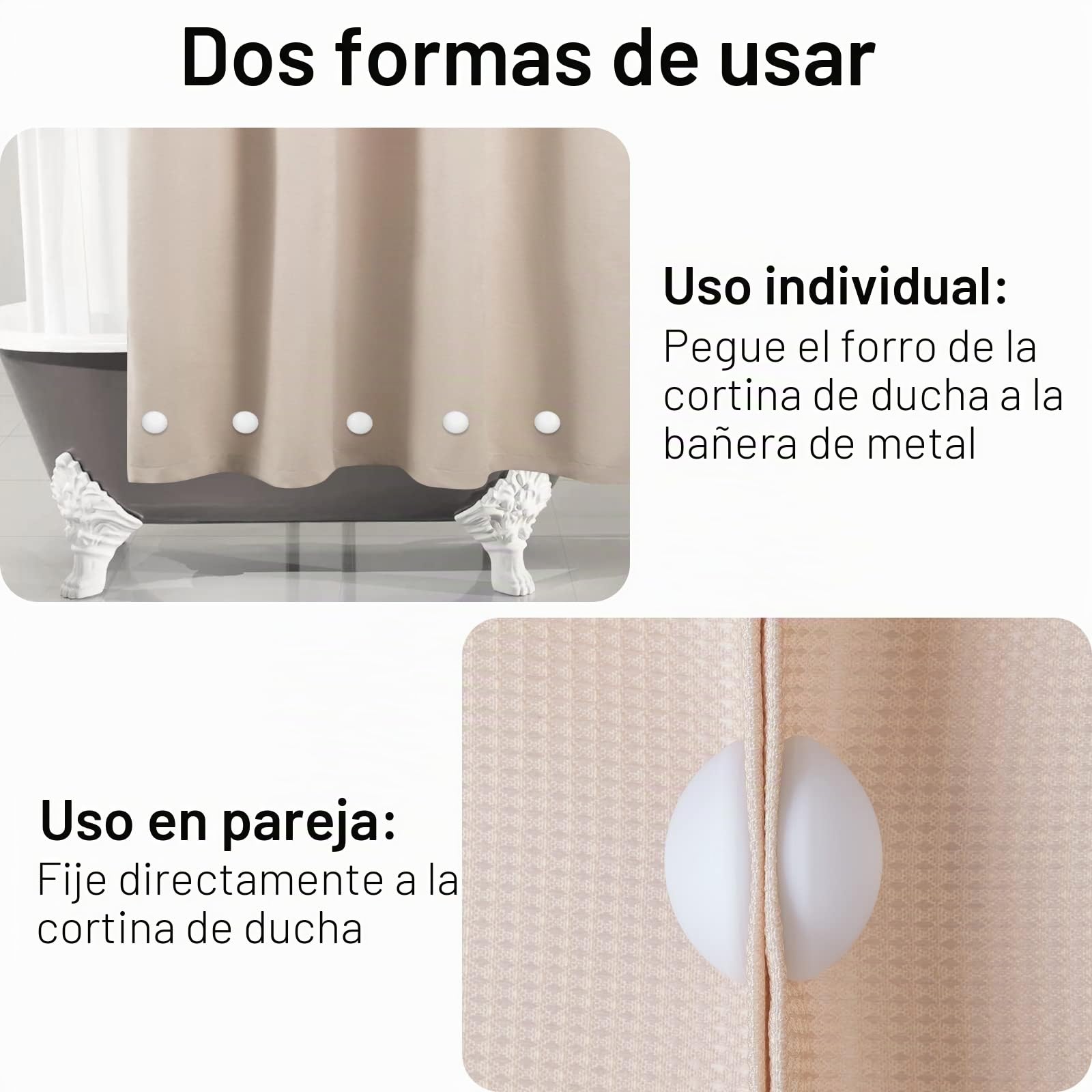 Pesos de Cortina de Ducha, Imanes Fuertes con Revestimiento de Silicona, No se Oxida, No se Cae, Evita Que la Cortina se Vuele, Pesos de Mantel (Blanco, 10 Pares)