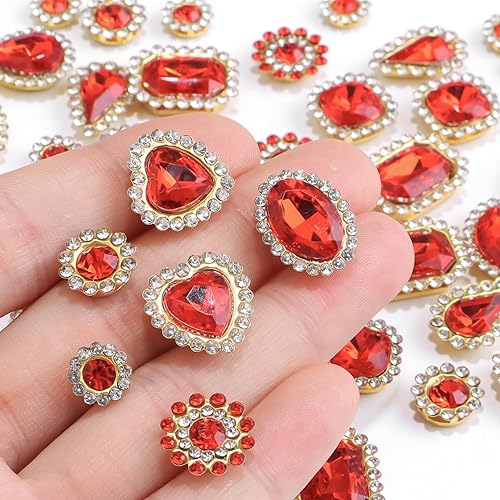 Miniatura 7 de 50 diamantes de imitación para coser, formas mixtas, diamantes de imitación de cristal rosa claro, gemas de cristal, parte trasera plana mental con