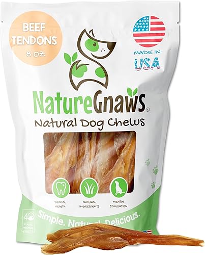 Nature Gnaws Tendones de carne de Estados Unidos para perros, masticables dentales naturales de un solo ingrediente, golosinas para perros de larga