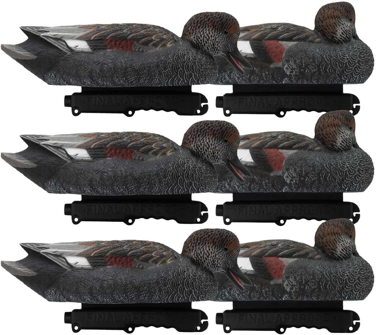 Final Approach Live Gadwall Floater Duck Decoys, 6 Pack in Black