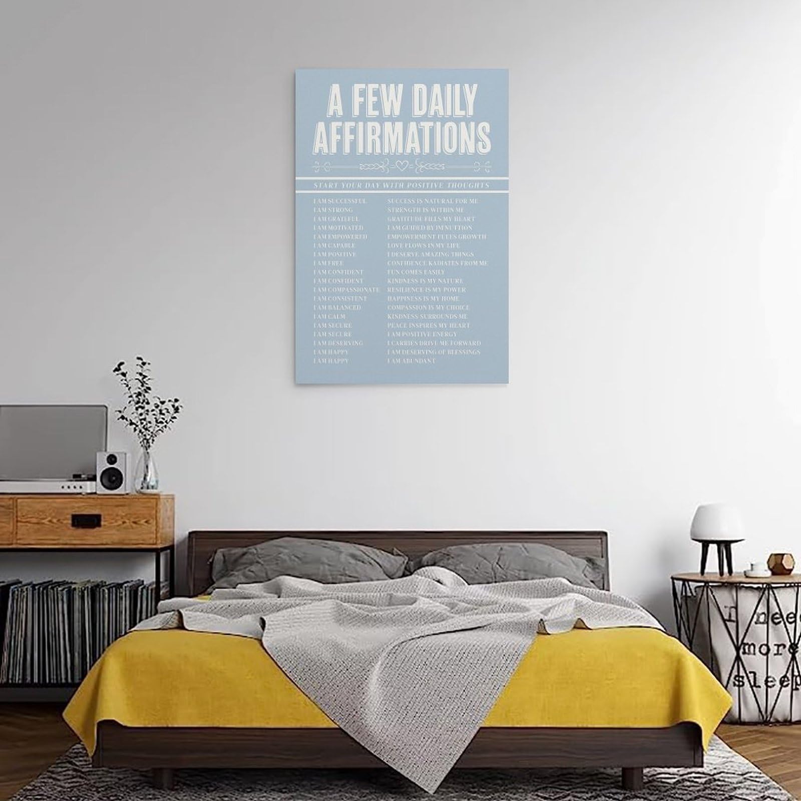 Póster de afirmaciones motivacionales diarias, lienzo impreso, moderno, moderno, arte de pared, impresión artística para decoración del hogar, sala de estar, dormitorio, pared, pintura en lienzo