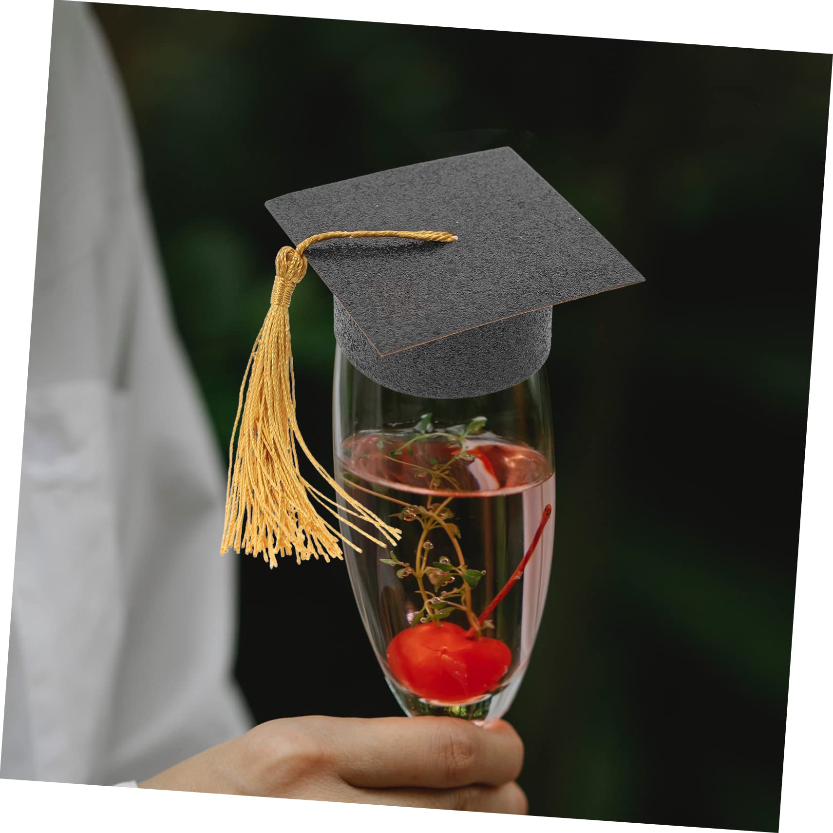 40piezas Mini Gorras De Graduación Decorativas para Copas De Vino Tapa De Copas De Diseño Divertido para Celebraciones De Graduación y Fiestas