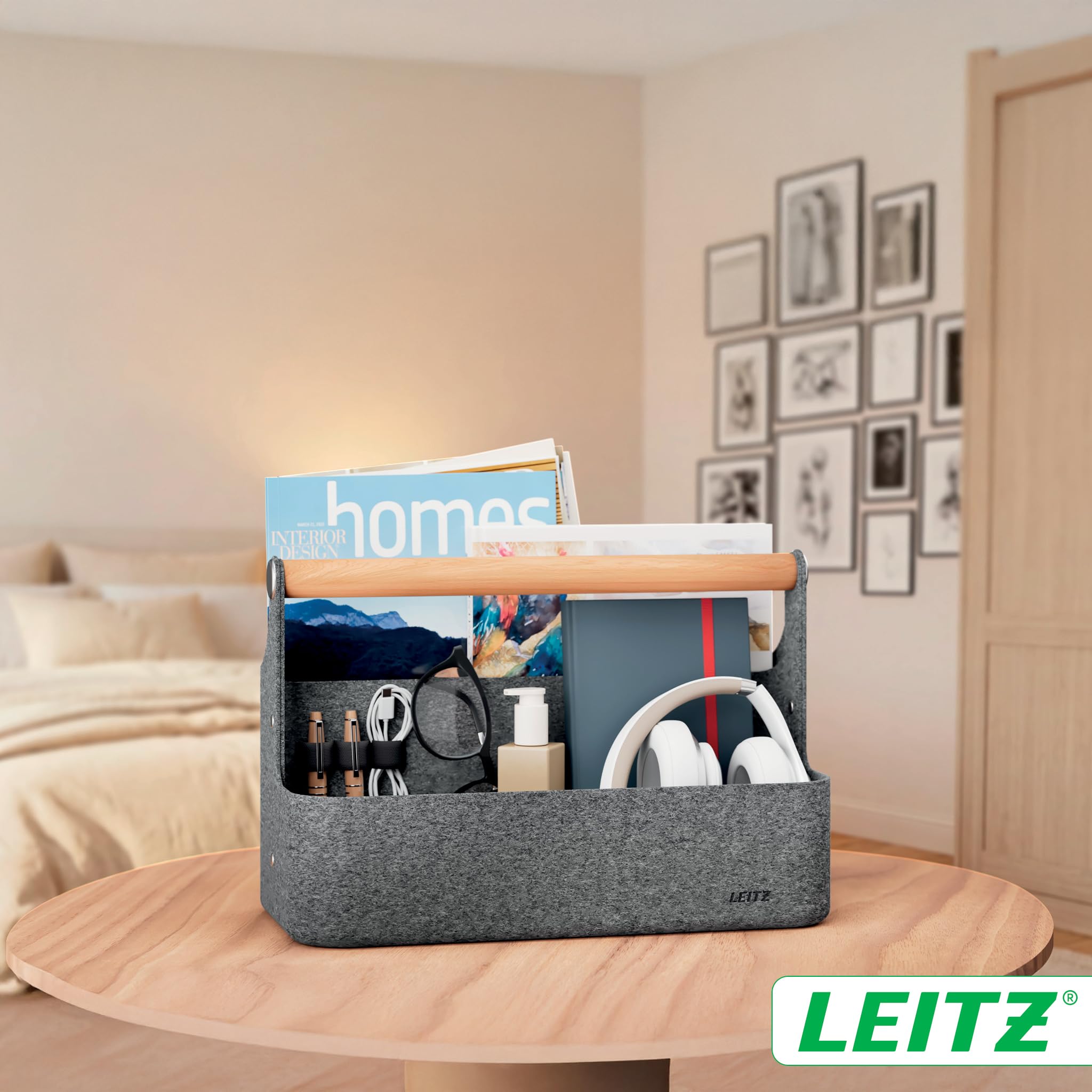 Przenośny Organizer Leitz Fabric z Uchwytem - Składany Organizer na Biurko z 4 Przegródkami z Ochronnych Materiałów z Recyklingu - 38 x 19 x 26 cm