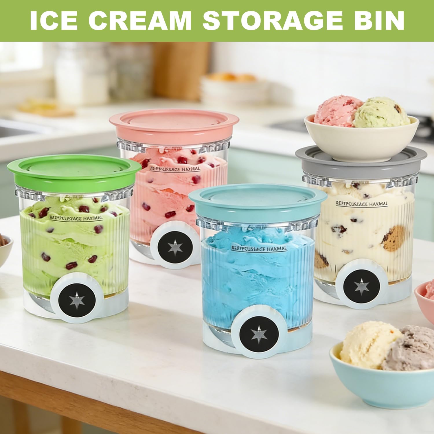 4 contenitori per ghiaccio Ninja Swirl Creami da 500 ml per ninja Creami NC701 & NC700 serie Gelatiere, contenitori per gelato con Swirl compatibile Ninja Gelatiera, senza BPA e lavabile in