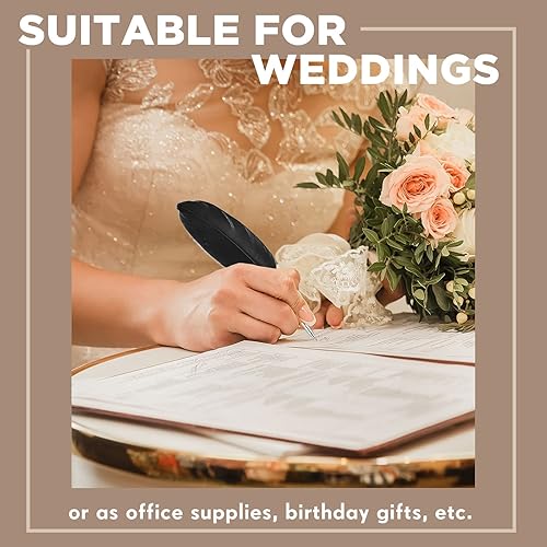 Miniatura 7 de Chinco 12 bolígrafos de plumas de tinta vintage, suaves y esponjosos, suministros de fiesta nupcial, 10.6 pulgadas de largo (negro)