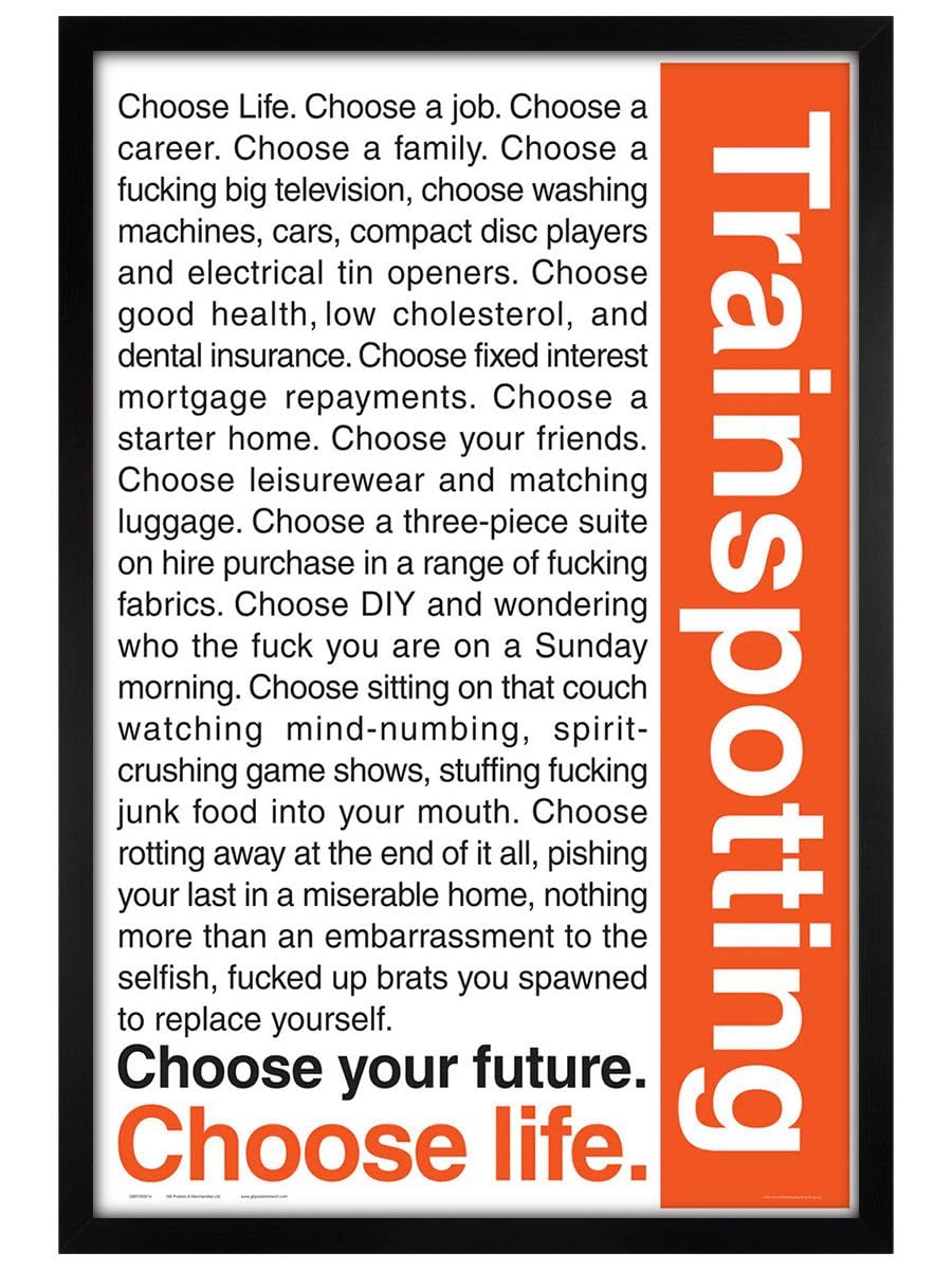 Trainspotting Quotes Maxi Poster - Black Wooden Framed